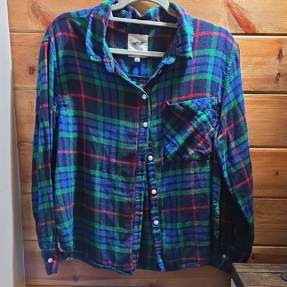 Aerie Multicolor Plaid Flannel Super Soft 0003